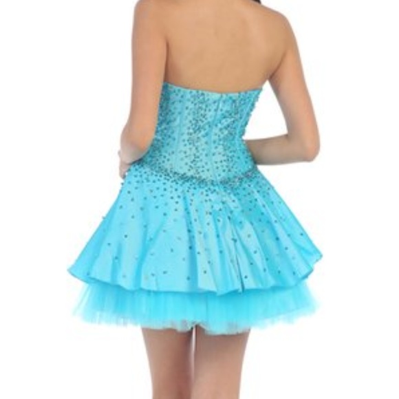 Turquoise Beaded Strapless Dress & Shawl - Women - Picture 2 of 2